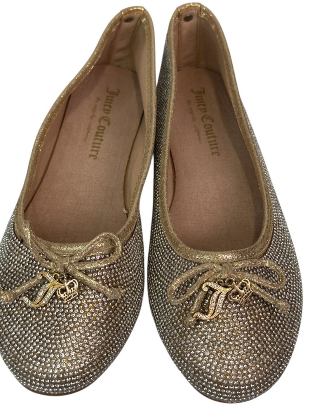 Juicy Couture Womens Farrah Gold Metallic Embellished Ballet Flats Size 6